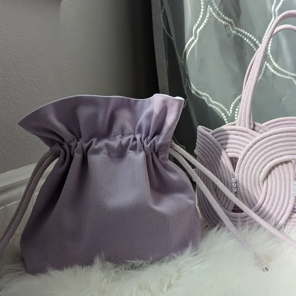 New Purple Handmade Rope Bag, Rope Shoulder Bag, Stylish Purse, Cotton Bag, Sust - Picture 5 of 8